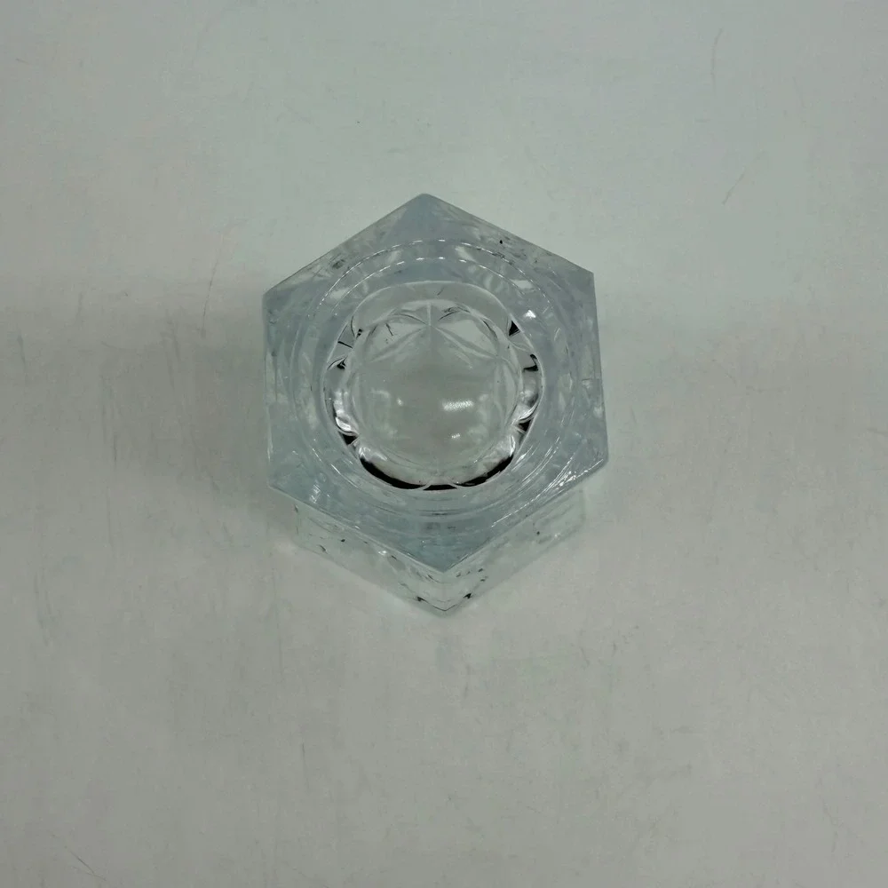 Unbranded Geometric Diamond Cut Clear Glass Hexagon Flower Vase Excellent